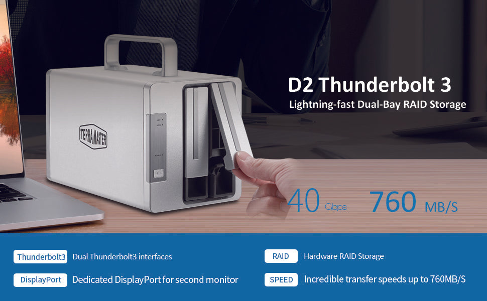 16TB付 TerraMaster TD2 Thunderbolt3 RAID TERRAMASTER TD2 Thunderbolt 3 2-Bay External Hard Drive Enclosure